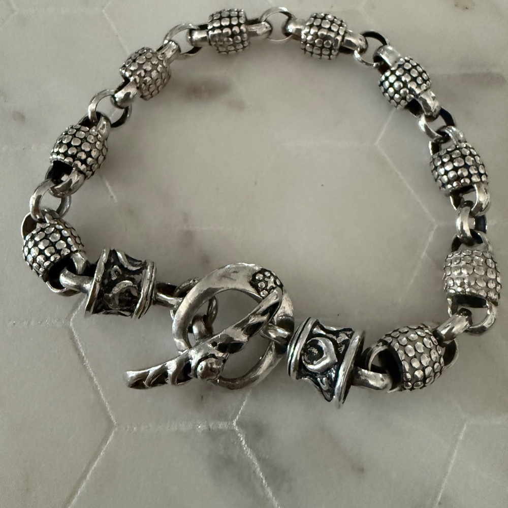 Sterling Silver Beaded Chain Bracelet from Taxco Mexico